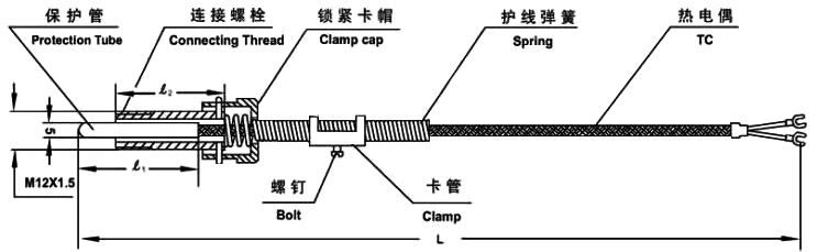 壓簧熱電偶結(jié)構(gòu)尺寸圖